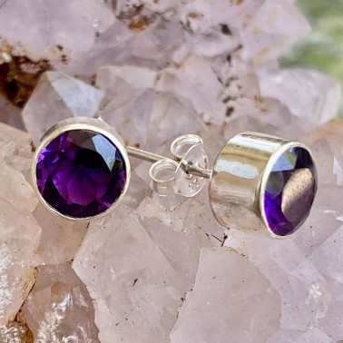 ER 10337 A-AM-(HANDMADE 925 BALI STERLING SILVER EARRING WITH AMETHYST)